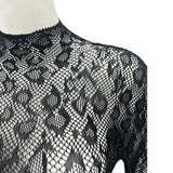 Women Lace Fishnet Long Sleeve Jumpsuit