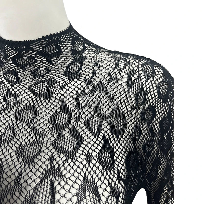 Women Lace Fishnet Club Jumpsuit