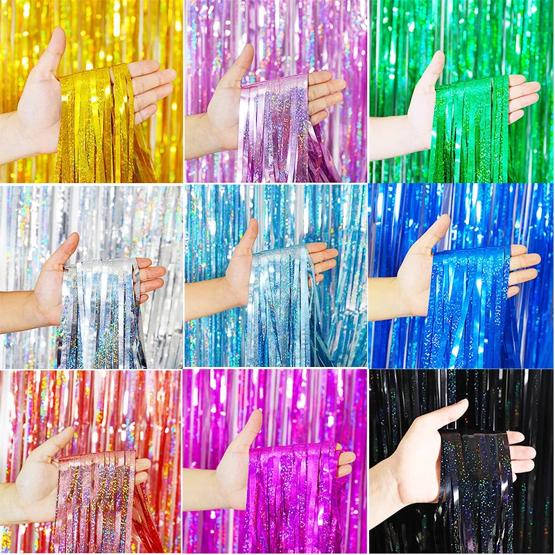 Foil Tinsel Fringe Curtain Backdrop