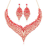 Red Crystal Bridal Statement Jewelry Set
