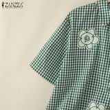 Harper Checked Lapel Blouse