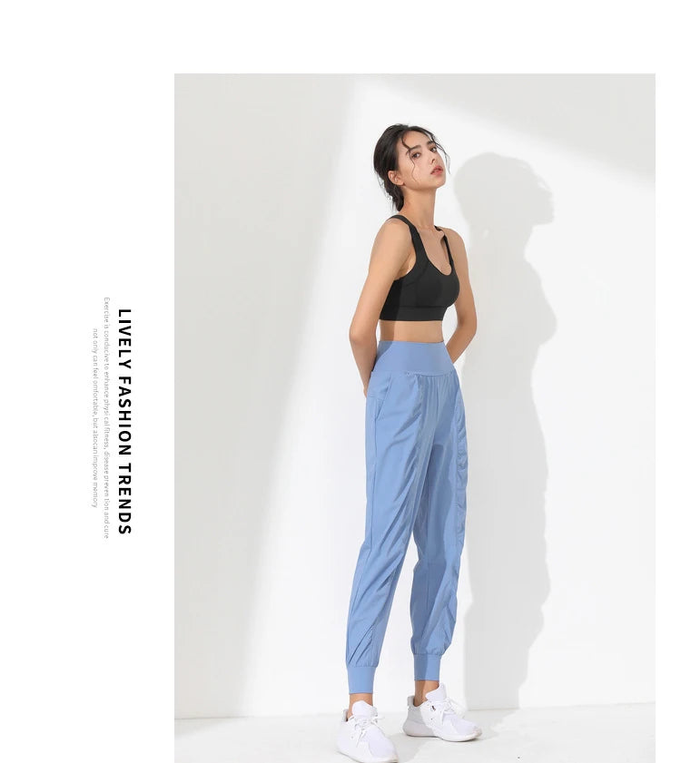 Hearuisavy Loose Quick-Dry Yoga Pants – Pleated Jogging Capris with Pockets