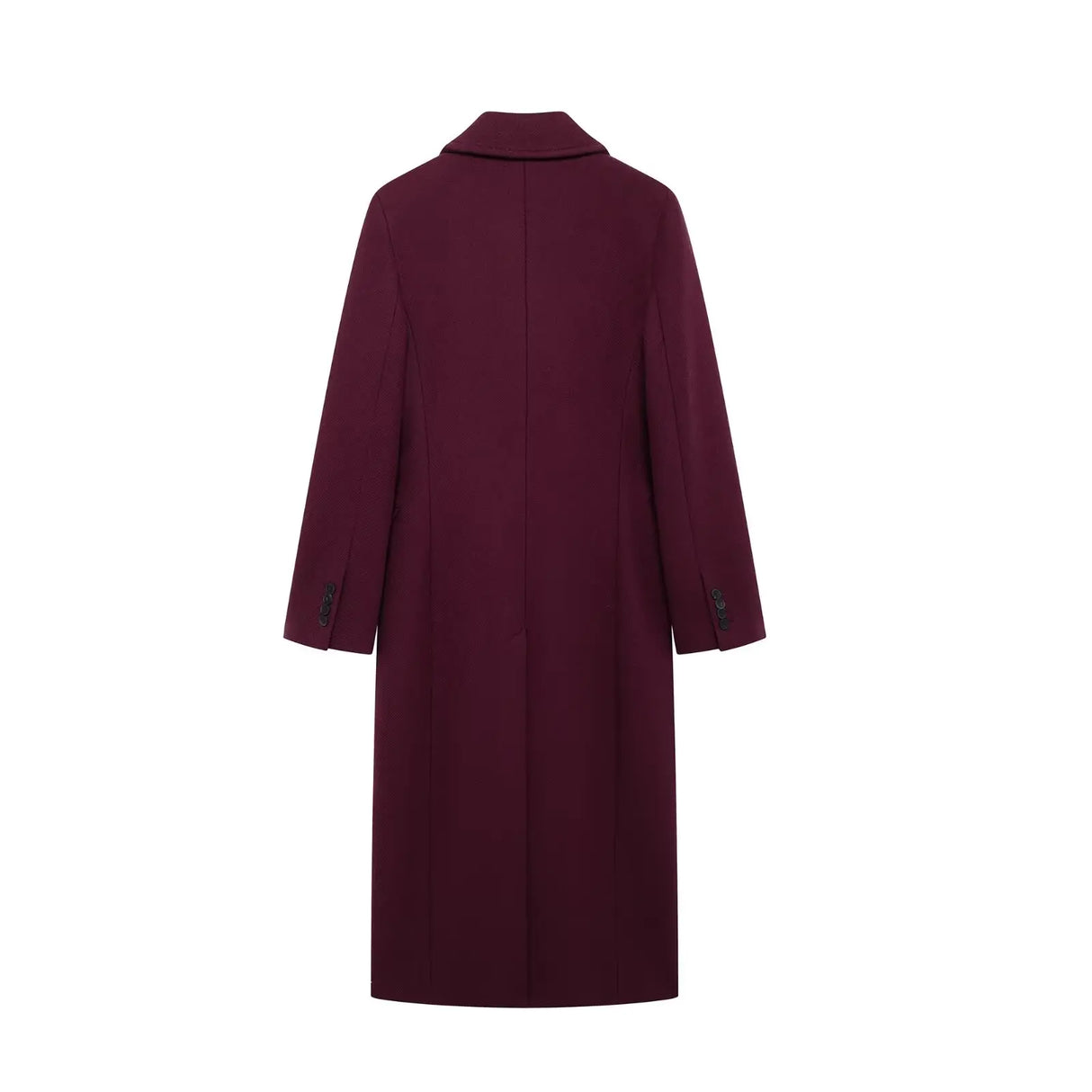 Burgundy Woolen Double Breasted Winter Coat