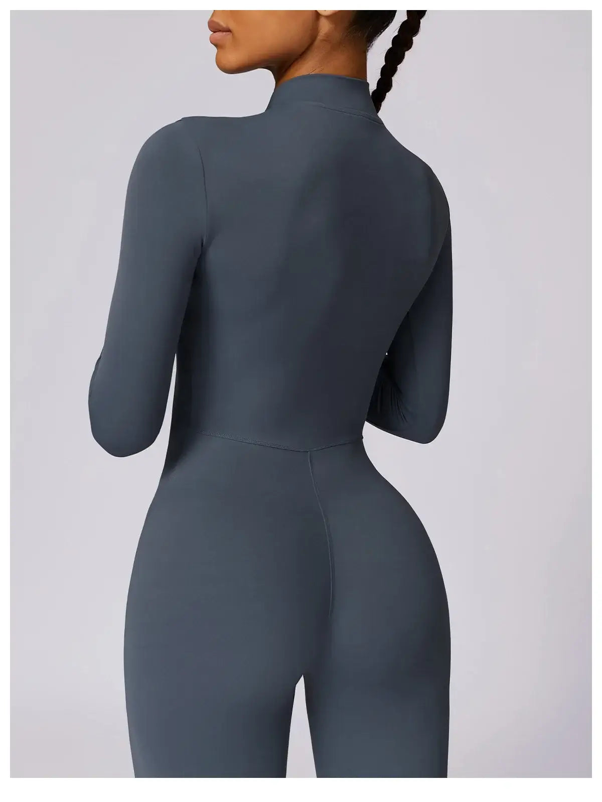 Women Fitness Zipper Long Sleeve Jumpsuit
