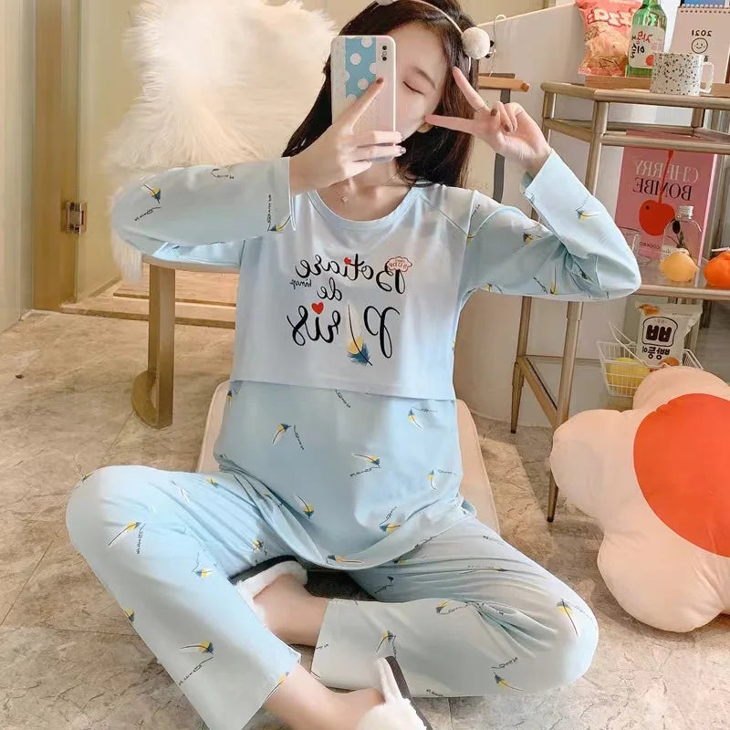 Postpartum & Nursing Pajamas Set