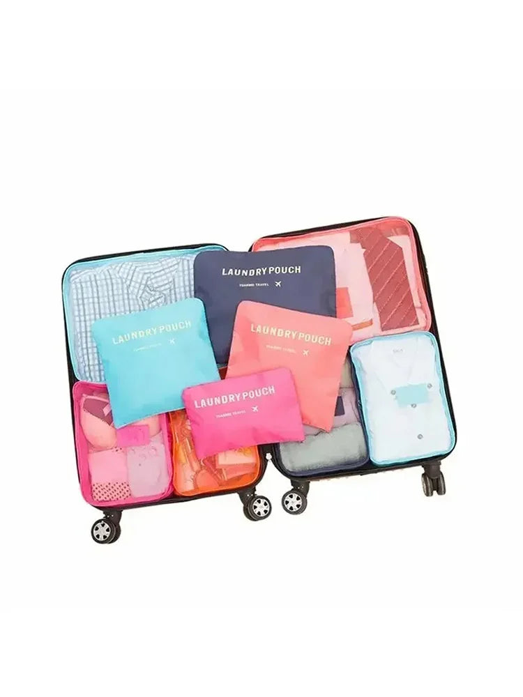 6-Piece Travel Packing Organizer Set – Suitcase Storage Bags