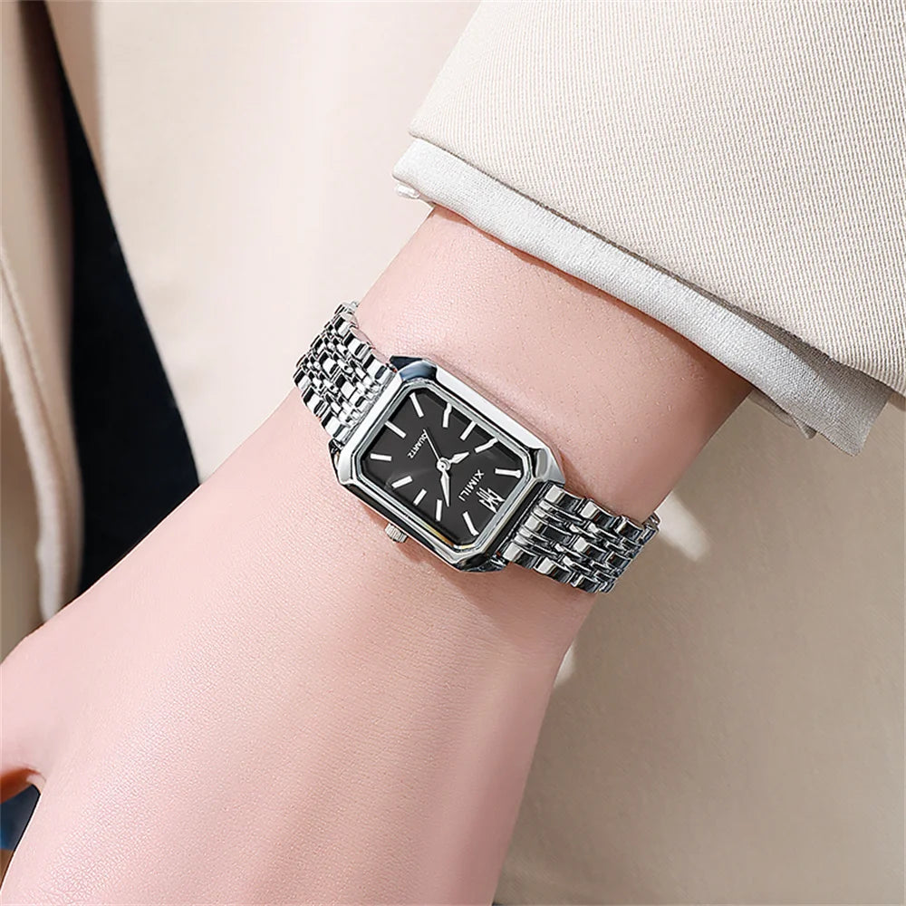 Gold Plated Square Ladies Quartz Watch