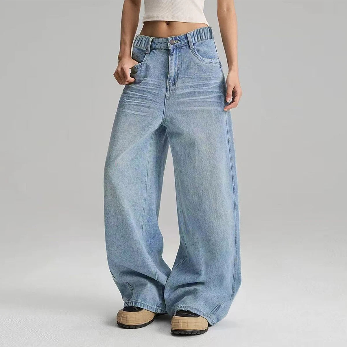 Women Vintage Baggy Straight Jeans