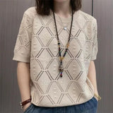 Women's Hollow Jacquard Knit Pullover