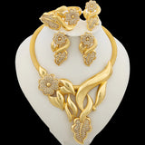 18K Gold Color Flower Bridal Jewelry Set