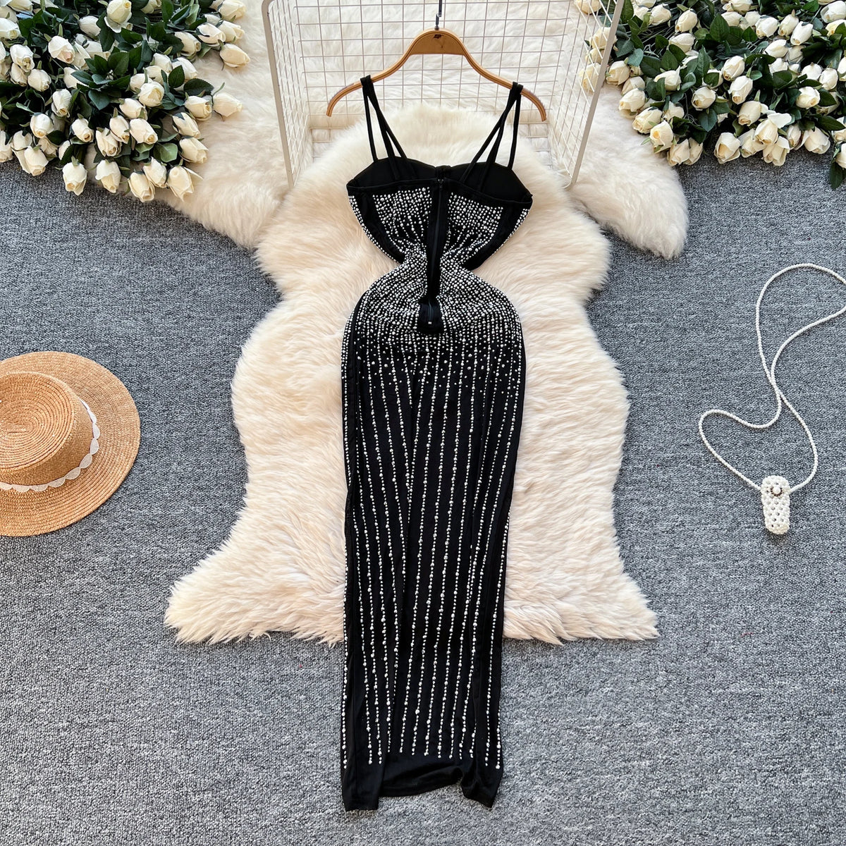 Women's Strapless Beaded Evening Dress