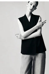 Amii Sleeveless Chiffon Office Blouse