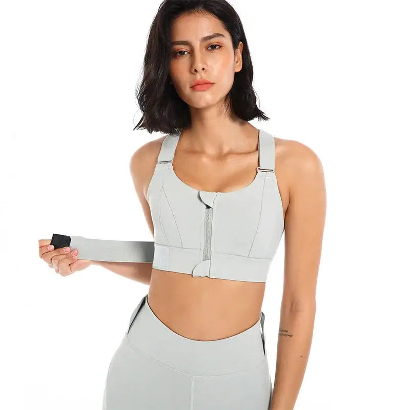 Women Front Zipper Sports Bra Plus Size
