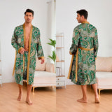 Men’s Leopard Satin Bathrobe Set