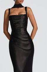 Luxe Satin Halter Evening Gown