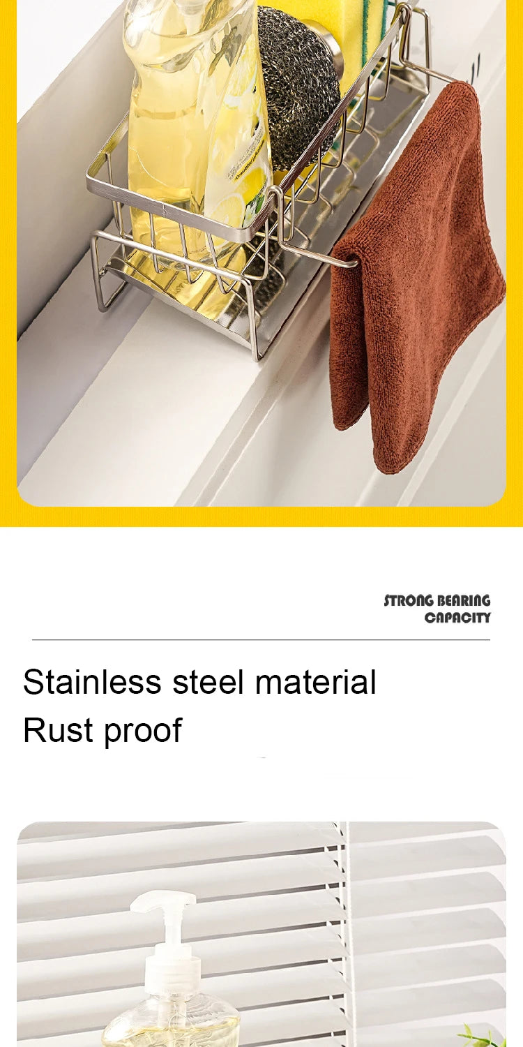 Stainless Steel Sink Storage Rack – Kitchen Sponge Organizer