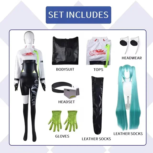 Hatsune Miku Racing Anime Cosplay Outfit