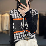 Women's Silk Print Wool Cardigan