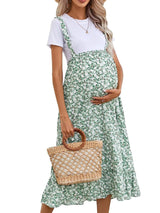 Comfortable floral maternity dress for women, ideal for spring and summer, featuring a casual style and mid-calf length.