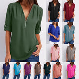 Luna Deep V-Neck Chiffon Blouse