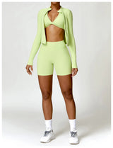 Women's Zip Long Sleeve Yoga Jacket – Gym Push-Up Sportswear Top