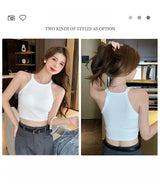Cotton Knit Camisole Undershirt with Built-in Bra