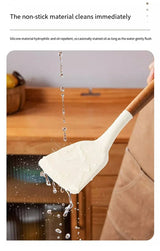 Silicone Cooking Utensil Set with Wooden Handle
