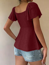 Luna Lace-Up V-Neck Blouse