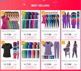 Best selling breathable medical scrub sets for women, showcasing various colors and styles for healthcare professionals.