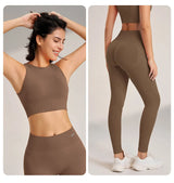 Women High Waist Leggings & Top Set