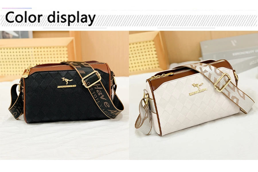 Checkered Leather Messenger Bag