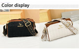 Checkered Leather Messenger Bag