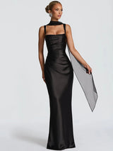 Luxe Satin Halter Evening Gown