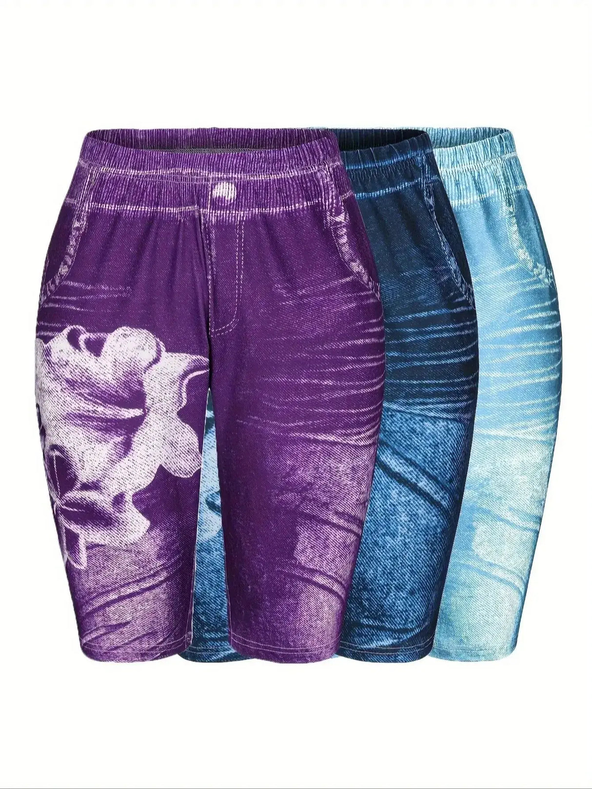 Women's 3-Piece Denim Style Shorts
