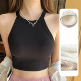Cotton Knit Camisole Undershirt with Built-in Bra