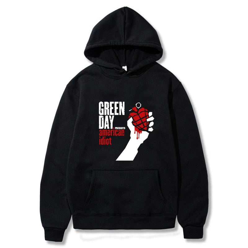 Green Day Printed Pullover Hoodie