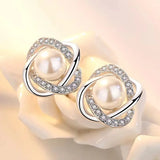 Women’s 14K Gold Zircon Pearl Earrings