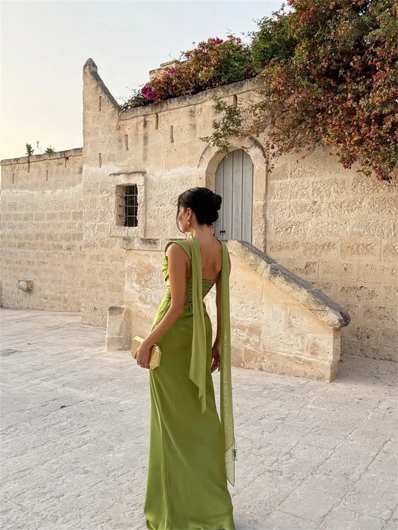 Luxe Satin Halter Evening Gown
