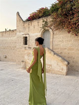 Luxe Satin Halter Evening Gown