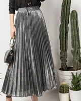 Women Gold Swing Maxi Skirt