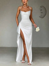 Midnight Satin Slip Gown