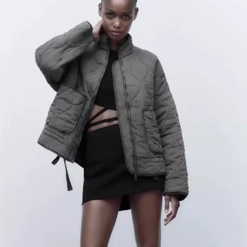 Vintage Quilted High Collar Women's Jacket