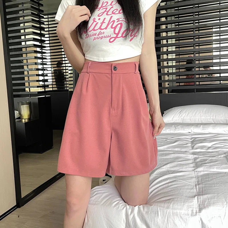 Women's Loose High Waist Suit Shorts