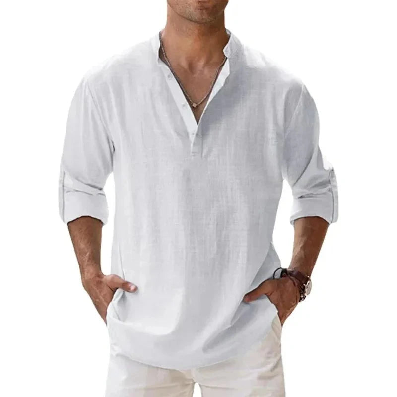 Men’s Linen Henley Shirt