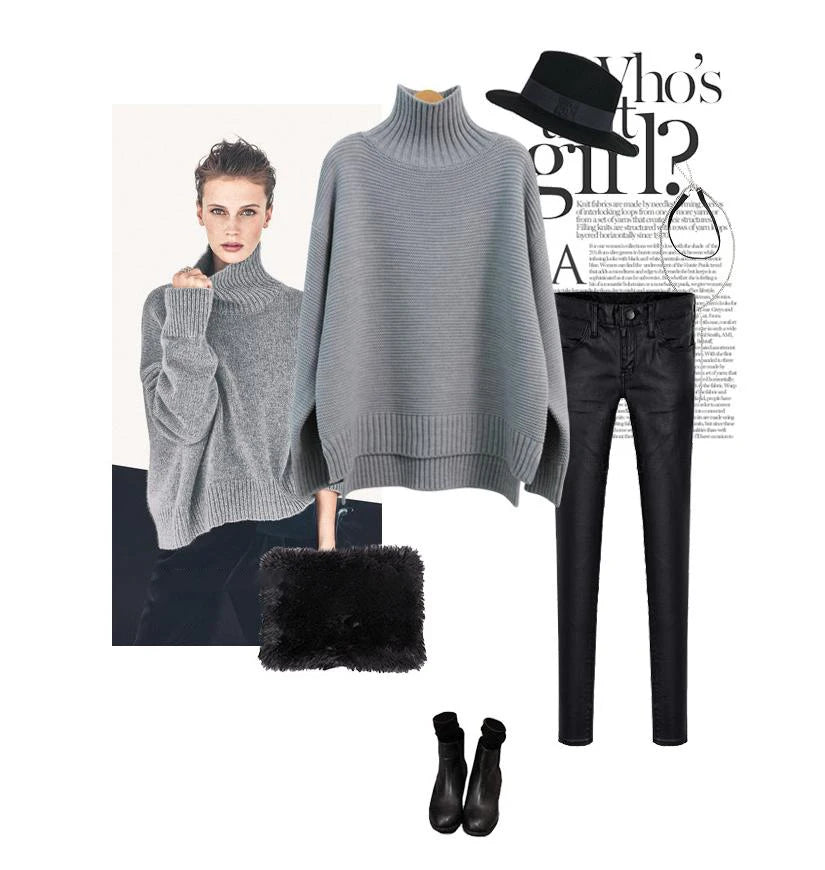 Women's Plus Size Turtleneck Sweater