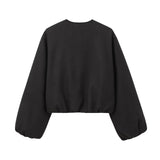 Women Red Zipper Cropped Bomber Jacket