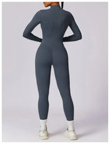 Women Fitness Zipper Long Sleeve Jumpsuit