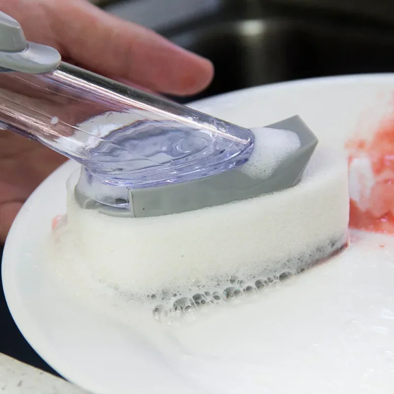 2-in-1 Kitchen Cleaning Brush with Sponge Dispenser