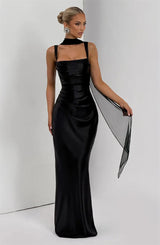 Luxe Satin Halter Evening Gown