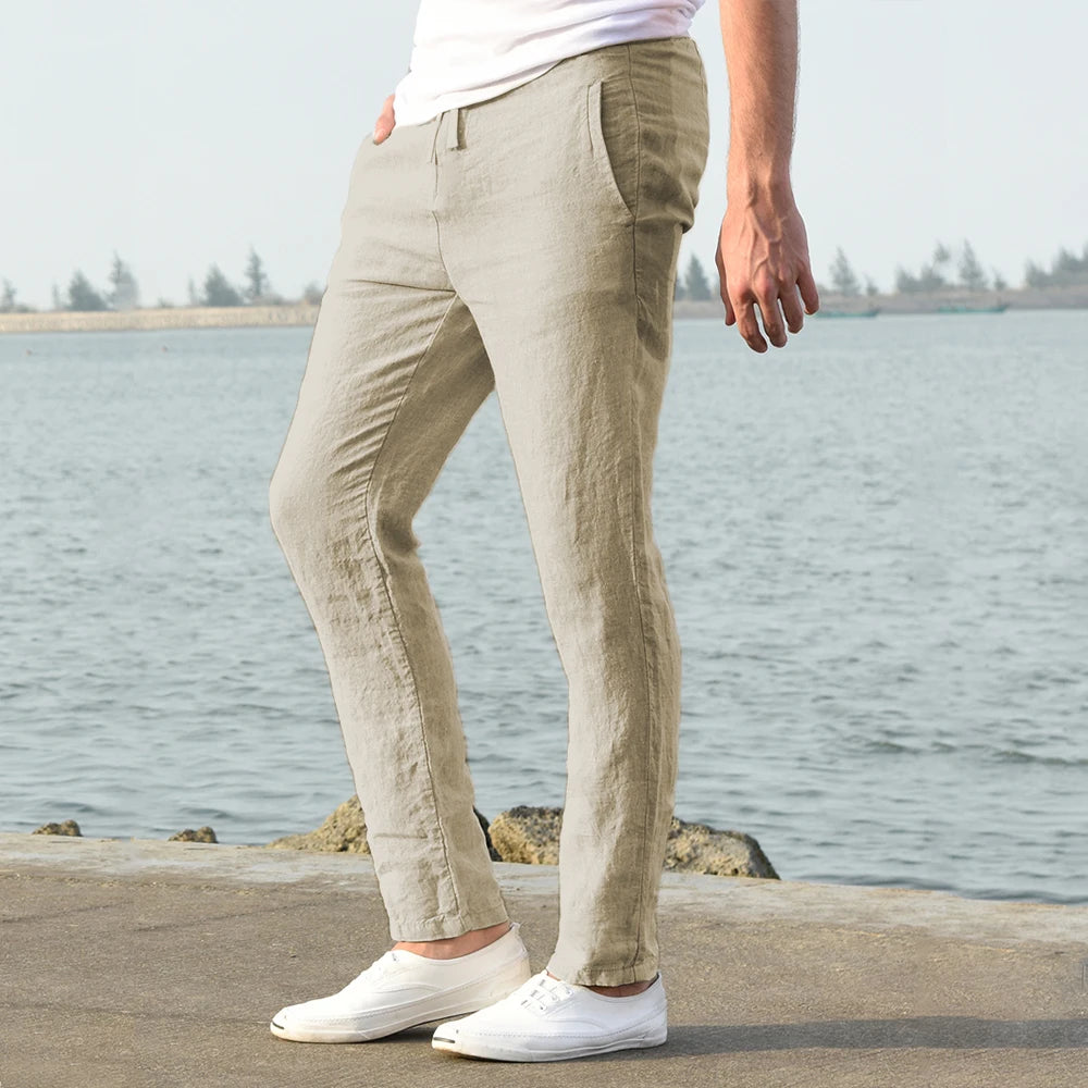 Men’s Solid Linen Trousers